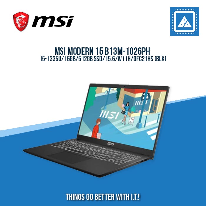 MSI MODERN 15 B13M-1026PH I5-1335U/16GB/512GB SSD | BEST FOR STUDENTS AND FREELANCERS LAPTOP MSI MODERN 15 B13M-1026PH I5-1335U/16GB/512GB SSD | BEST FOR STUDENTS AND FREELANCERS LAPTOP